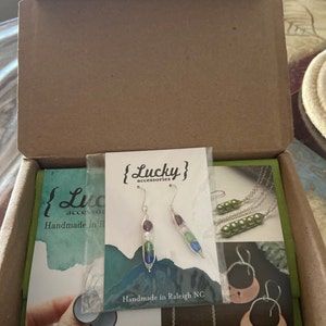 Customer photo review of Birthstone Pea pod earrings with Crystals [made to order]