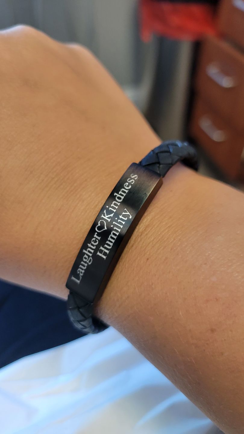 Customer photo review of 8mm Flat Leather Engravable ID Bracelet