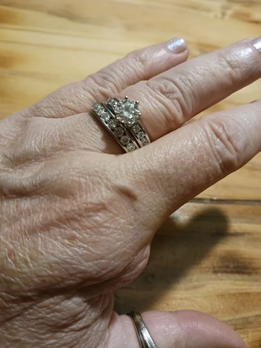 Customer photo review of Round Cut Moissanite Channel Set Engagement Ring