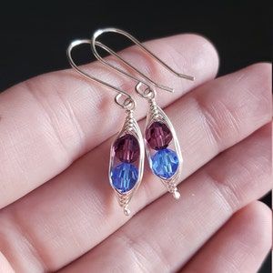 Customer photo review of Birthstone Pea pod earrings with Crystals [made to order]