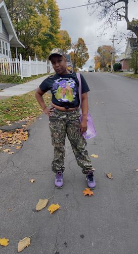 Customer photo review of Jordan 4 Canyon Purple DopeSkill T-Shirt Money Is The Motive Graphic