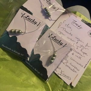 Customer photo review of Three peas in a pod necklace [made to order]