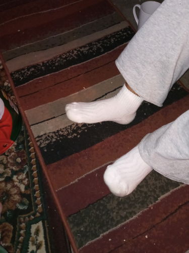 Customer photo review of Wide non-binding Bamboo diabetic socks, seamless toe, air vent with cushion sole, 6 pairs