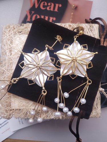 Customer photo review of Golden Parol Capiz Shell Earrings
