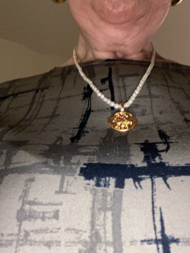 Customer photo review of SAGITTARIUS - Pearl & Coin Pendant Necklace