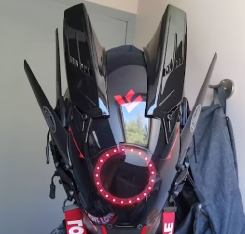 Customer photo review of Cyberpunk Biker Helmet