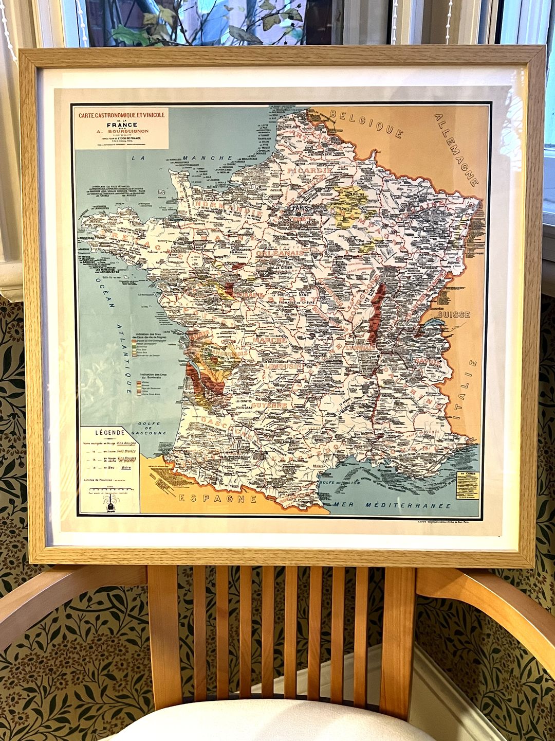 Customer photo review of Old Gastronomic Map of France in 1932 by Alain Bourguignon - French Food, Michelin, Champagne, Bordeaux, Butter, Cheese, etc.