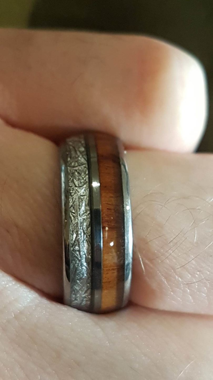 Customer photo review of The Wood and Steel Wonder Ring Set