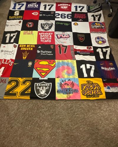 T-shirt quilt featuring raiders by Shellie from AZ