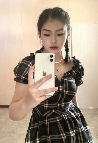 Customer photo review of Preppy Aesthetic Plaid Dress