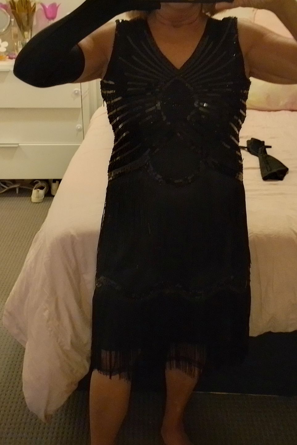 Customer photo review of Long Black Gloves