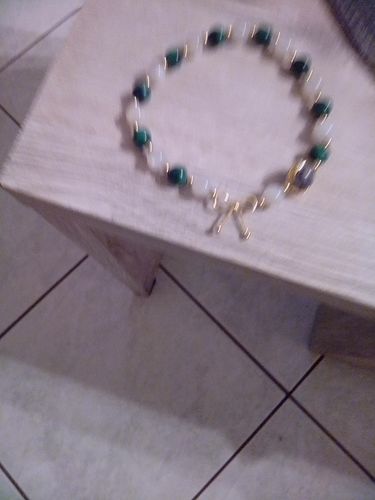 Customer photo review of Bracelet anti-douleur en malachite et pierre de lune | Or fin
