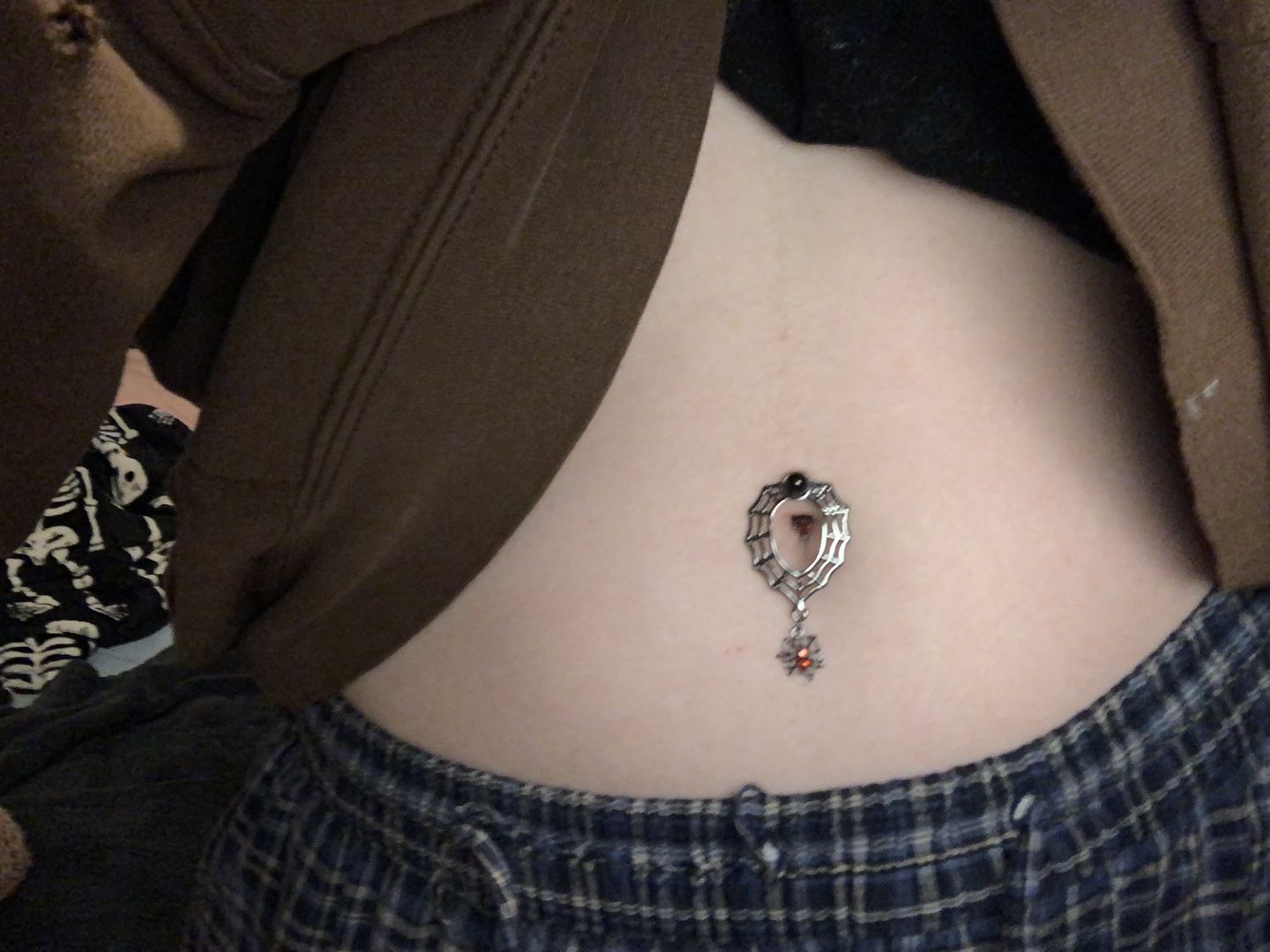 Customer photo review of Darkcore Black Red Goth Belly Ring