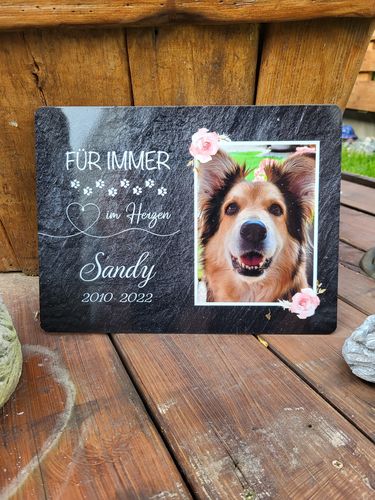 Customer photo review of Hunde Gedenktafel mit Foto & Für immer im Herzen