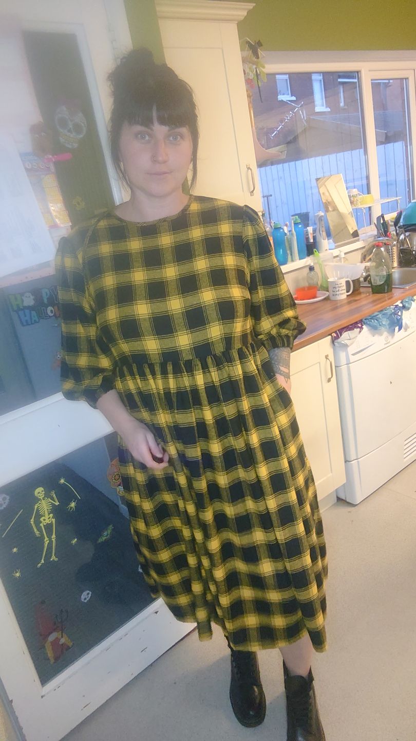 Customer photo review of Mustard and Black Tartan Brushed Cotton Fabric