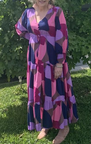 Customer photo review of Harlow Long Sleeve Print Midi Dress