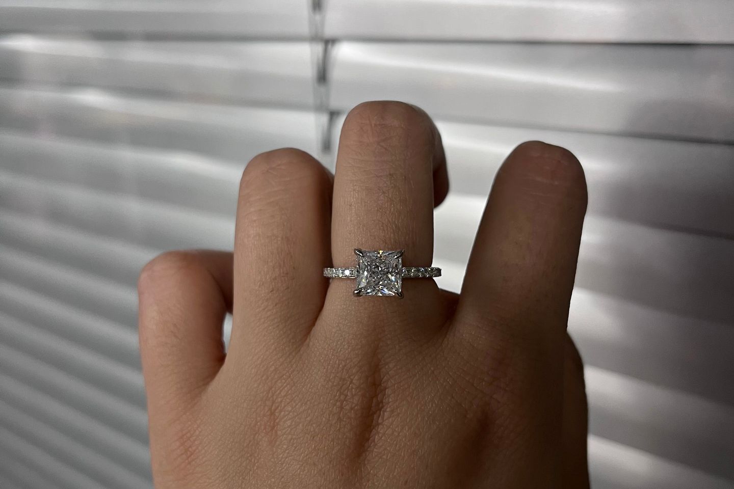Customer photo review of S925 2 Ct Princess Cut Sparkle Square Engagement Ring For Women Everyday Wear In Sterling Silver