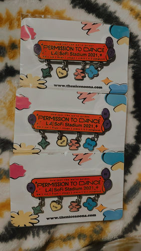 Customer photo review of BTS Permission To Dance LA Concert Enamel Pins