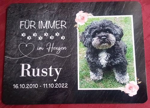 Customer photo review of Hunde Gedenktafel mit Foto & Für immer im Herzen