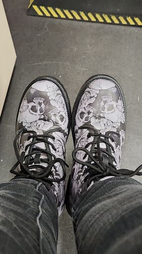 Customer photo review of Grey Flower Skulls Women's Boots