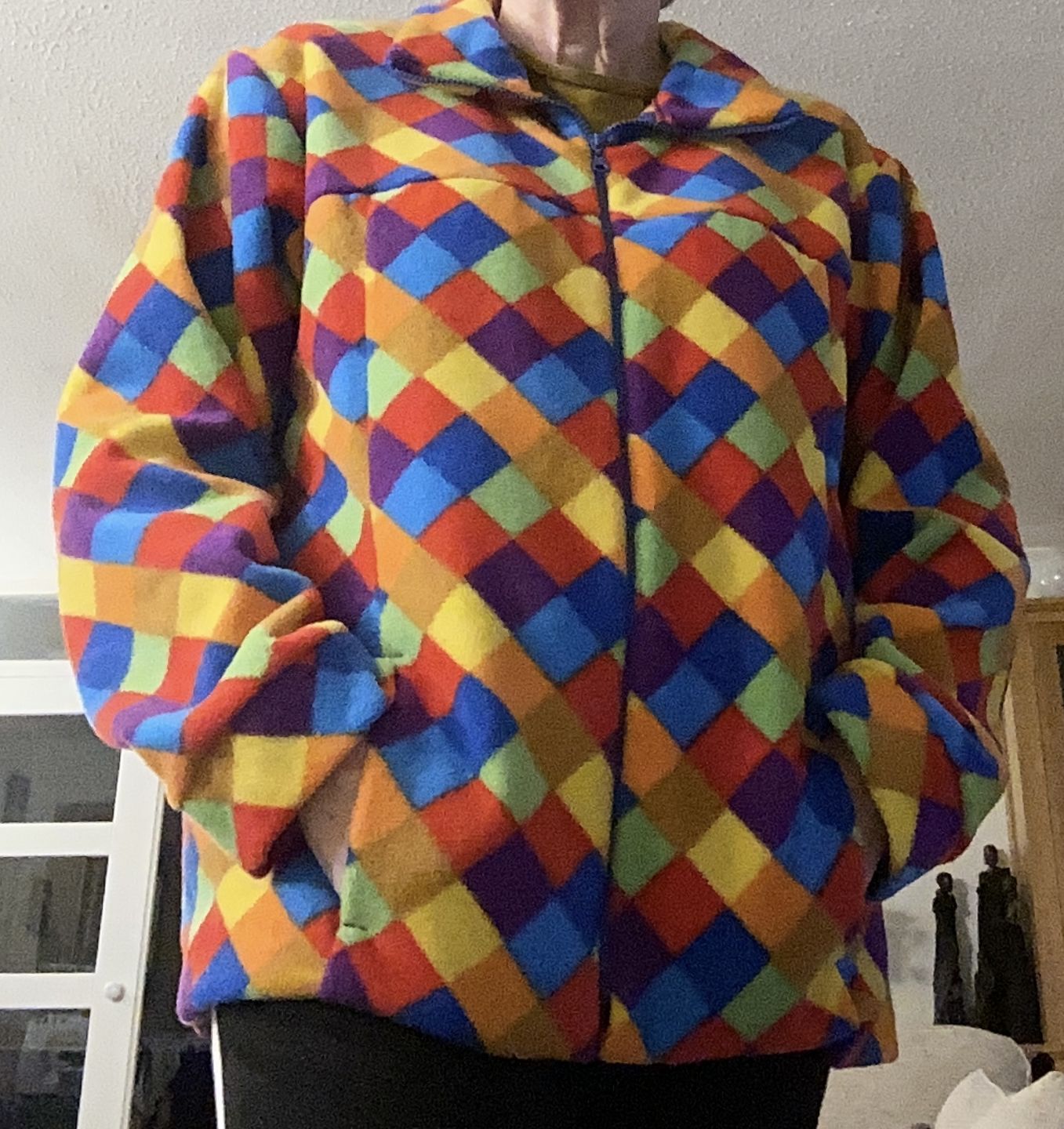 Customer photo review of Multicoloured Squares Anti Pill Polar Fleece Fabric