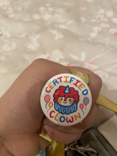 Customer photo review of Certified Clown Button 1.5 inch