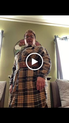 Customer video review of WOMEN'S LONG SLEEVE BUTTON UP FRONT POCKETS PLAID COAT