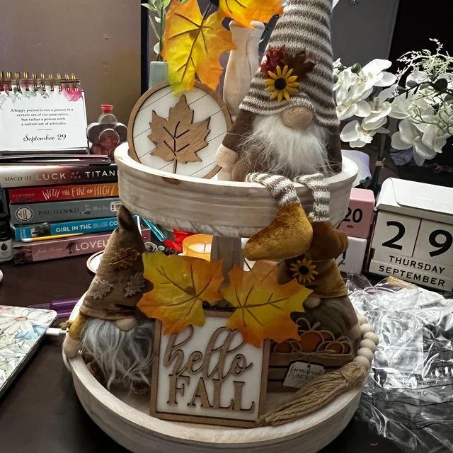 Customer photo review of Classic Autumn Themed Tiered Tray Decor Bundle