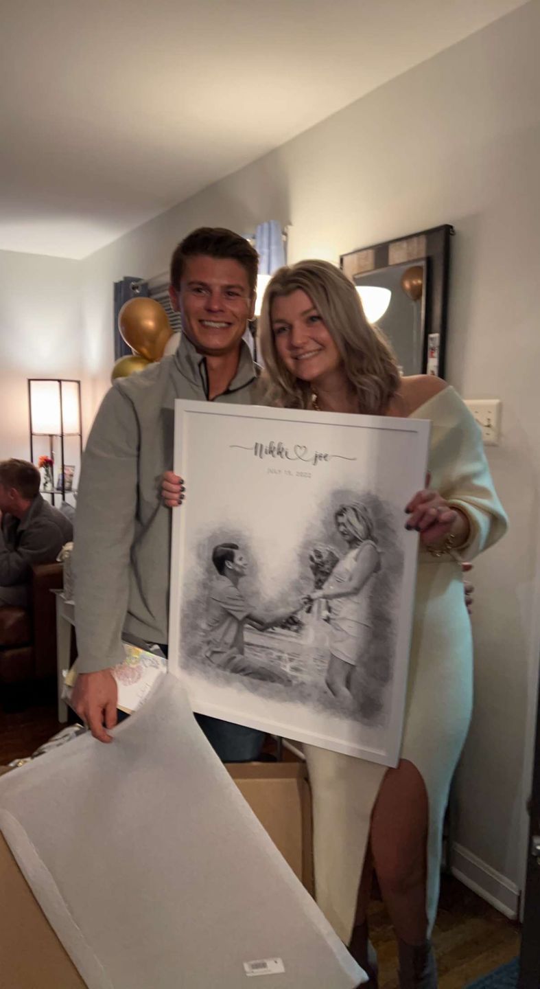 Customer photo review of Custom Engagement Anniversary Couple Portrait