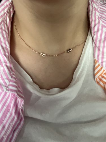 Customer photo review of Sideways Initial Letter Necklace