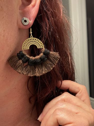 Customer photo review of Brass Round Earring Charms - Raw Brass Half Moon Pendant - Earrings Finding - Jewelry Making Supplies - 30.46x27.8x0.67mm - PP4693