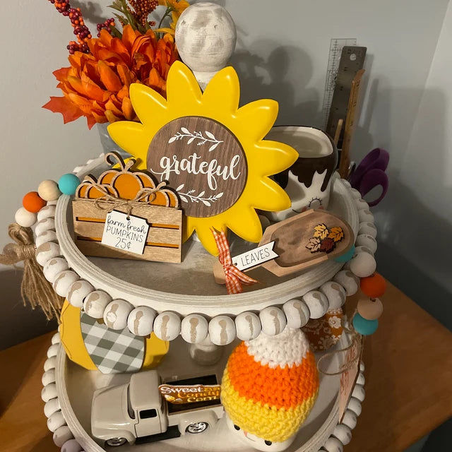 Customer photo review of Classic Autumn Themed Tiered Tray Decor Bundle