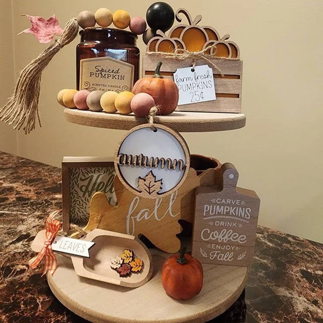 Customer photo review of Classic Autumn Themed Tiered Tray Decor Bundle