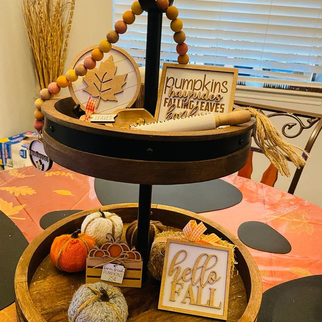 Customer photo review of Classic Autumn Themed Tiered Tray Decor Bundle