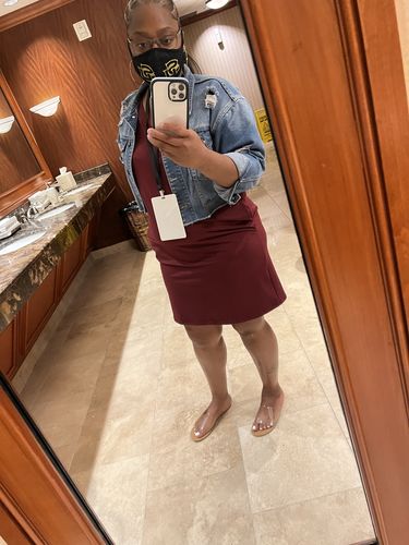 Customer photo review of Out & About Dress (Dk Burgundy)