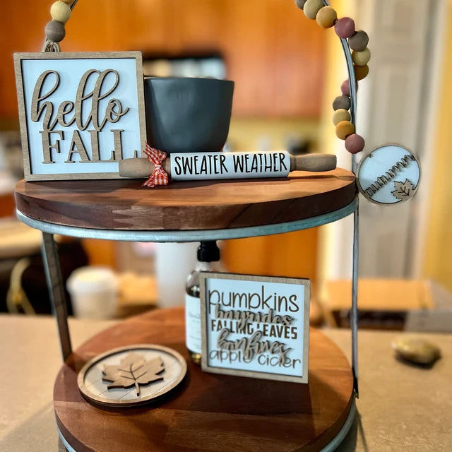 Customer photo review of Classic Autumn Themed Tiered Tray Decor Bundle