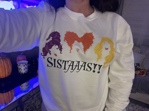 Customer photo review of Sanderson Sisters Halloween Sweatshirt