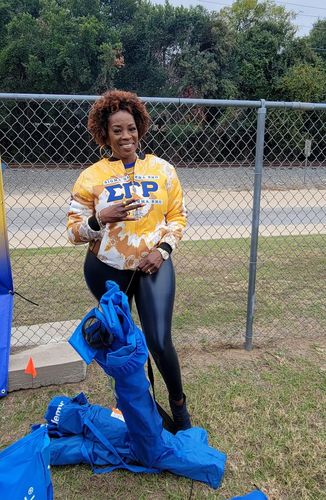Customer photo review of Sorority Jacket - Sigma Gamma Rho Paisley Bandana Tie Dye Style Fleece Winter Jacket