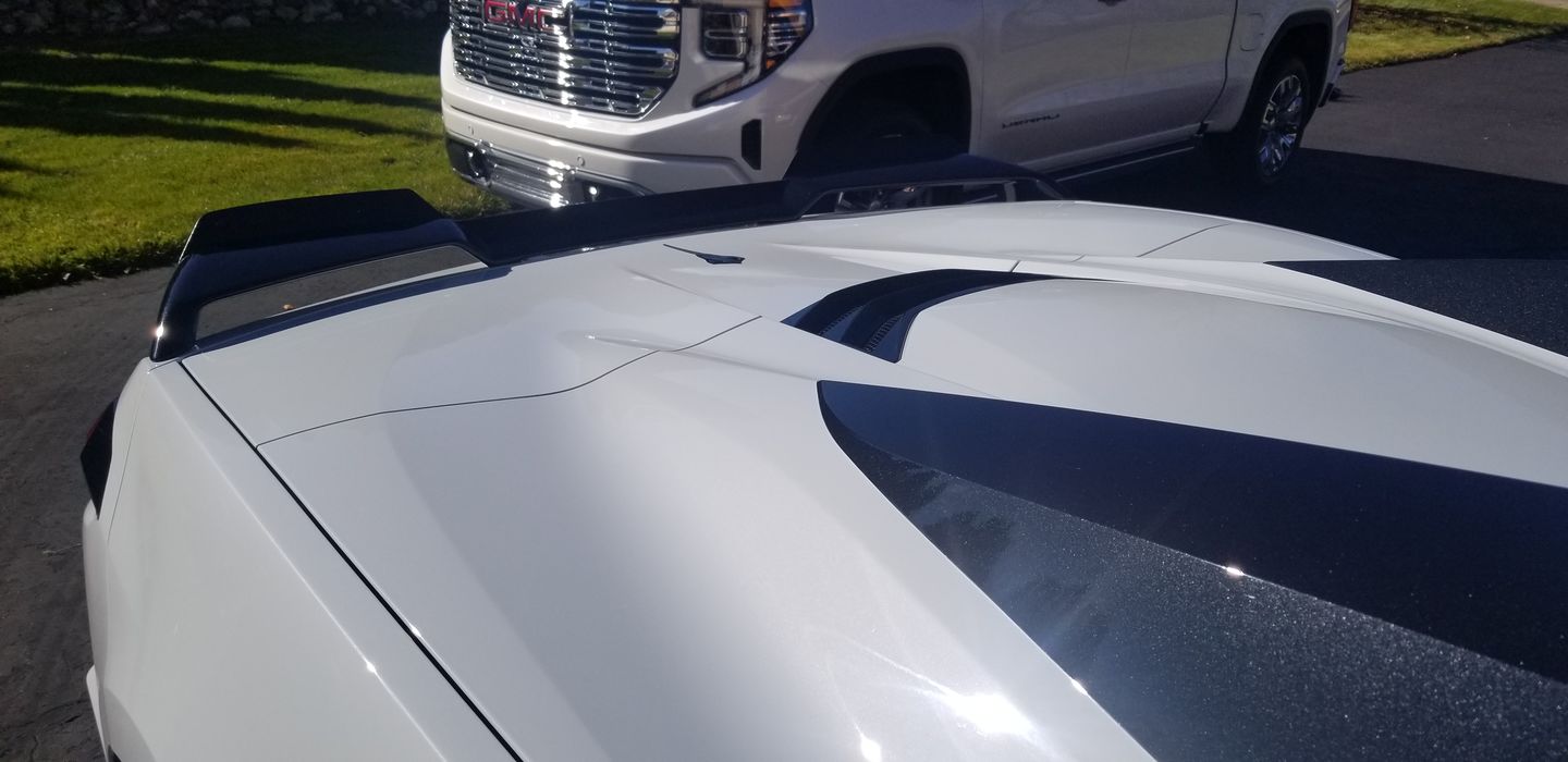 Customer photo review of Corvette C8 Z51 Rear Trunk Spoiler Add-On Wicker Extension