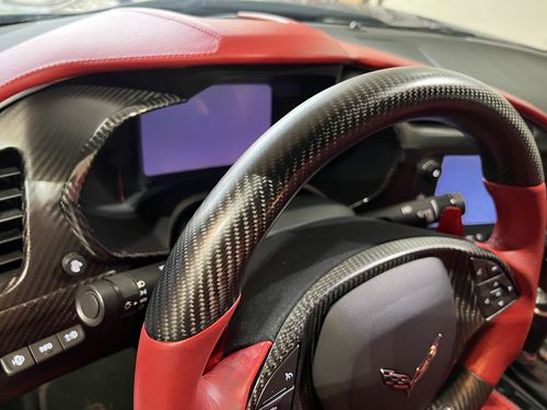Customer photo review of Carbon Fiber Gauge Bezel Chrome Delete Cover for Chevy C7 Corvette 2014–2019