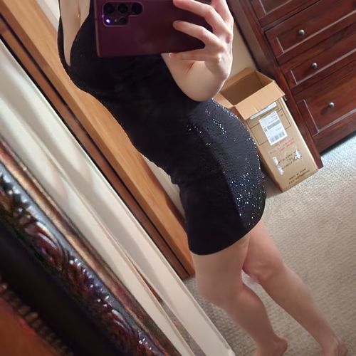 Customer photo review of Josephine Rhinestone Dress (BLACK)