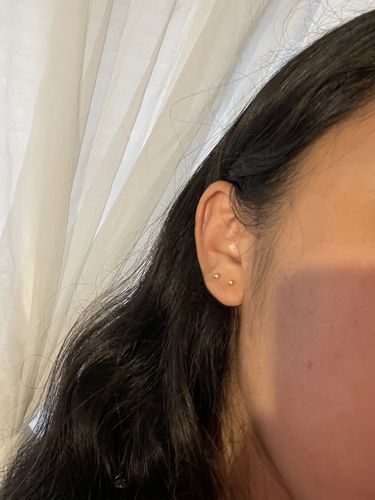 Customer photo review of 14k ball studs (3mm)