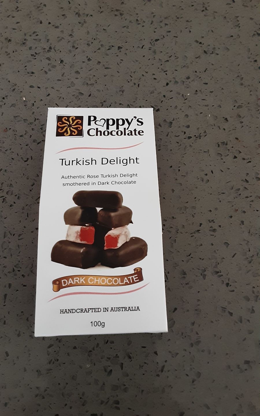 Customer photo review of Chocolate Coated Turkish Delight Dark Chocolate 100g
