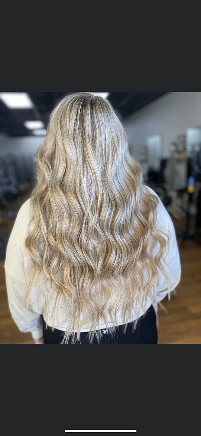 Customer photo review of Hand Tied Weft Hair Extensions Virgin Hair with Pink Blonde Highlights #18/613