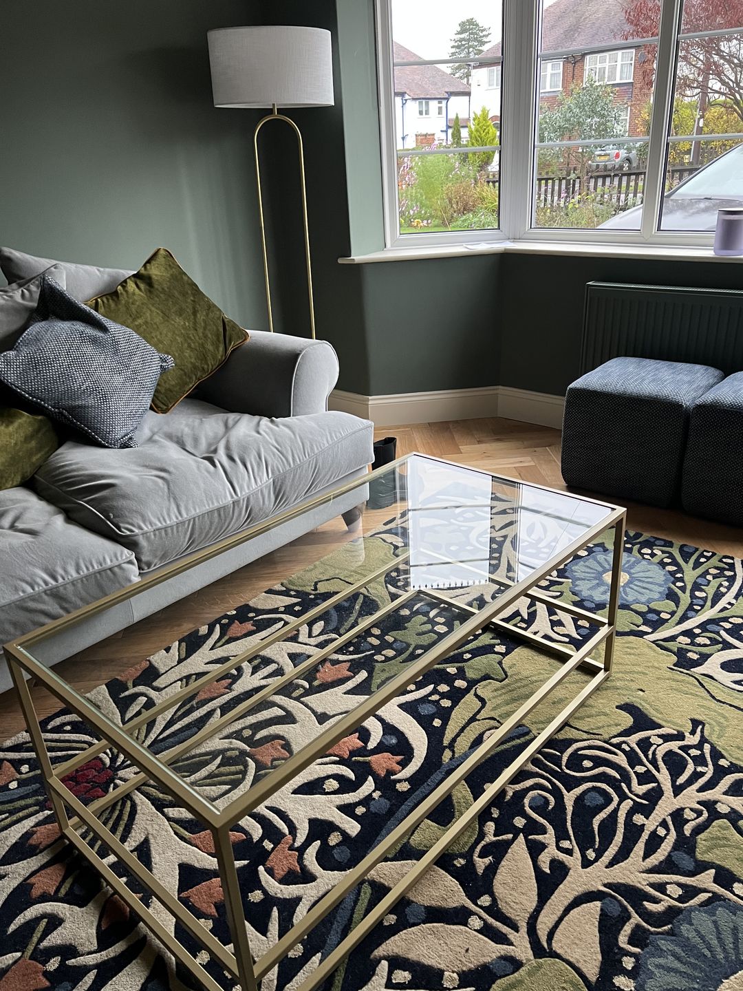 Customer photo review of Glass Metal Coffee Table Matte Gold Frame