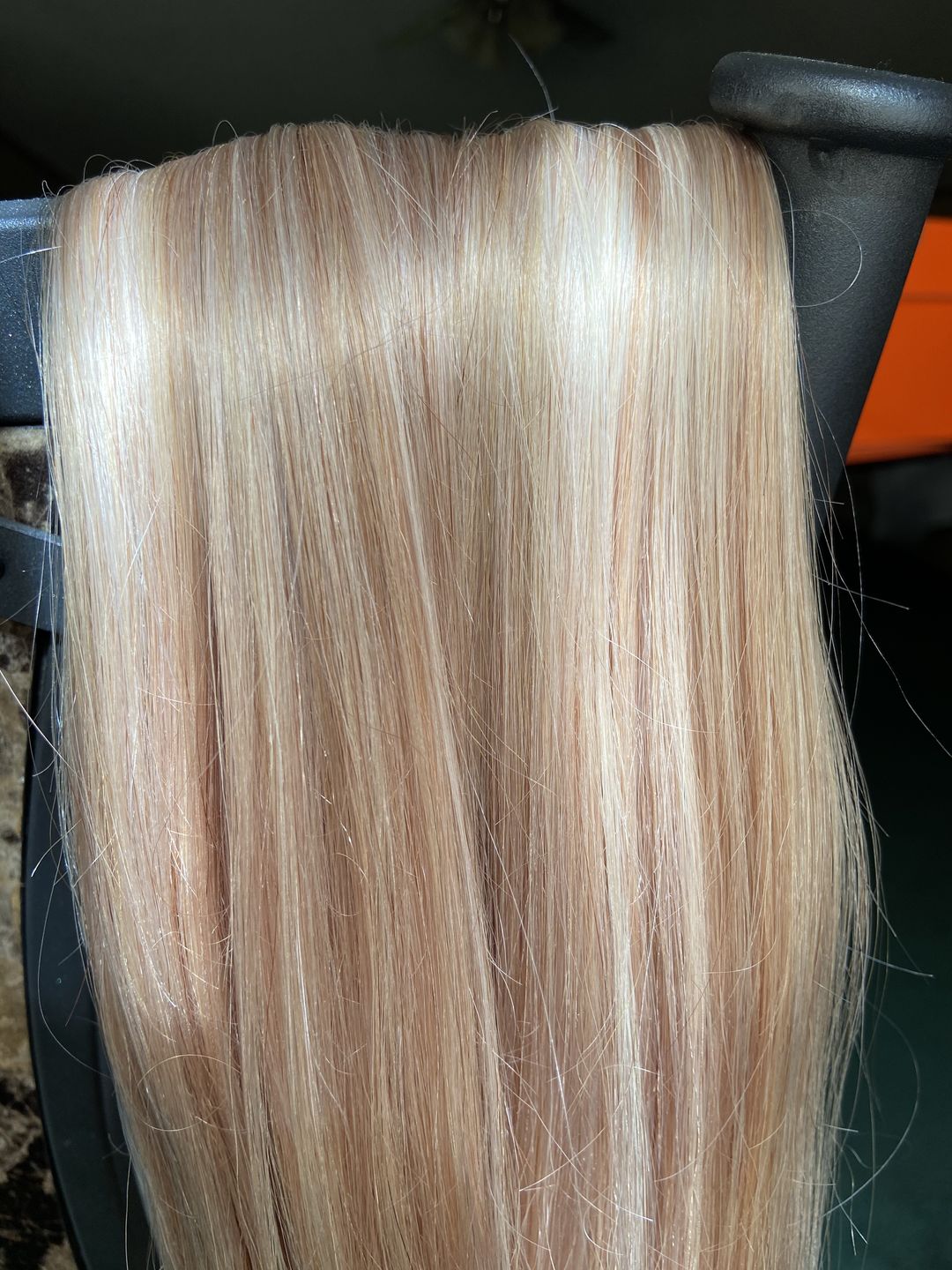 Customer photo review of Hand Tied Weft Hair Extensions Virgin Hair with Pink Blonde Highlights #18/613