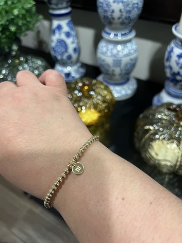 Customer photo review of old english initial juno bracelet (4mm)