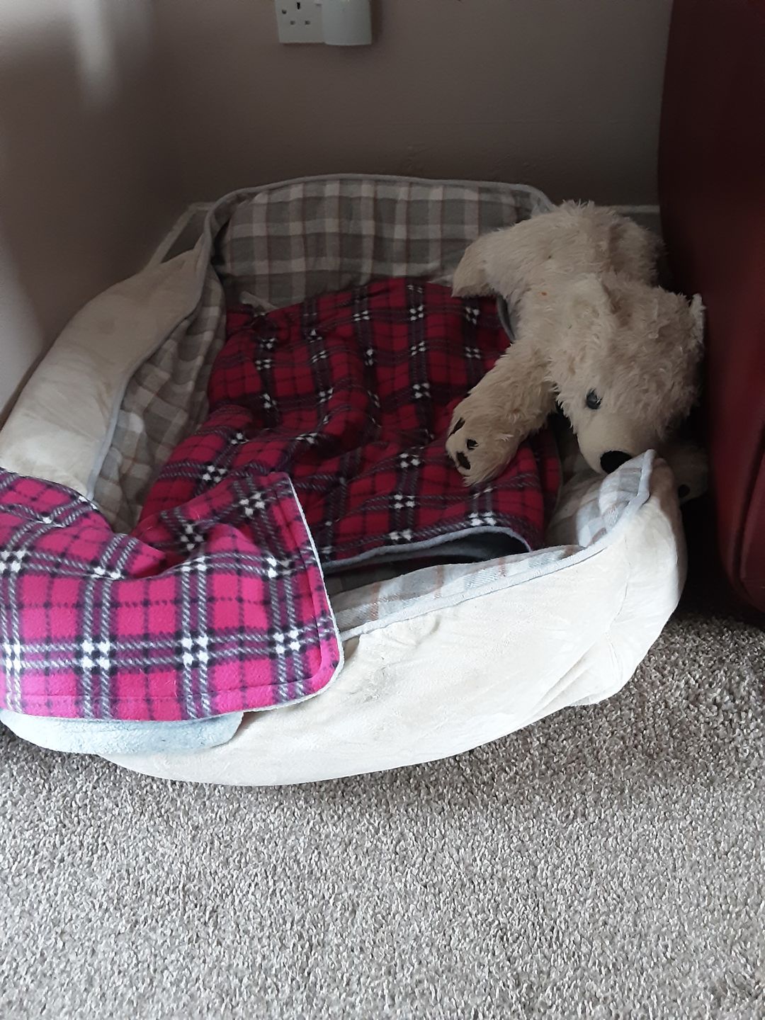 Customer photo review of Pink Checkered Anti Pill Polar Fleece Fabric