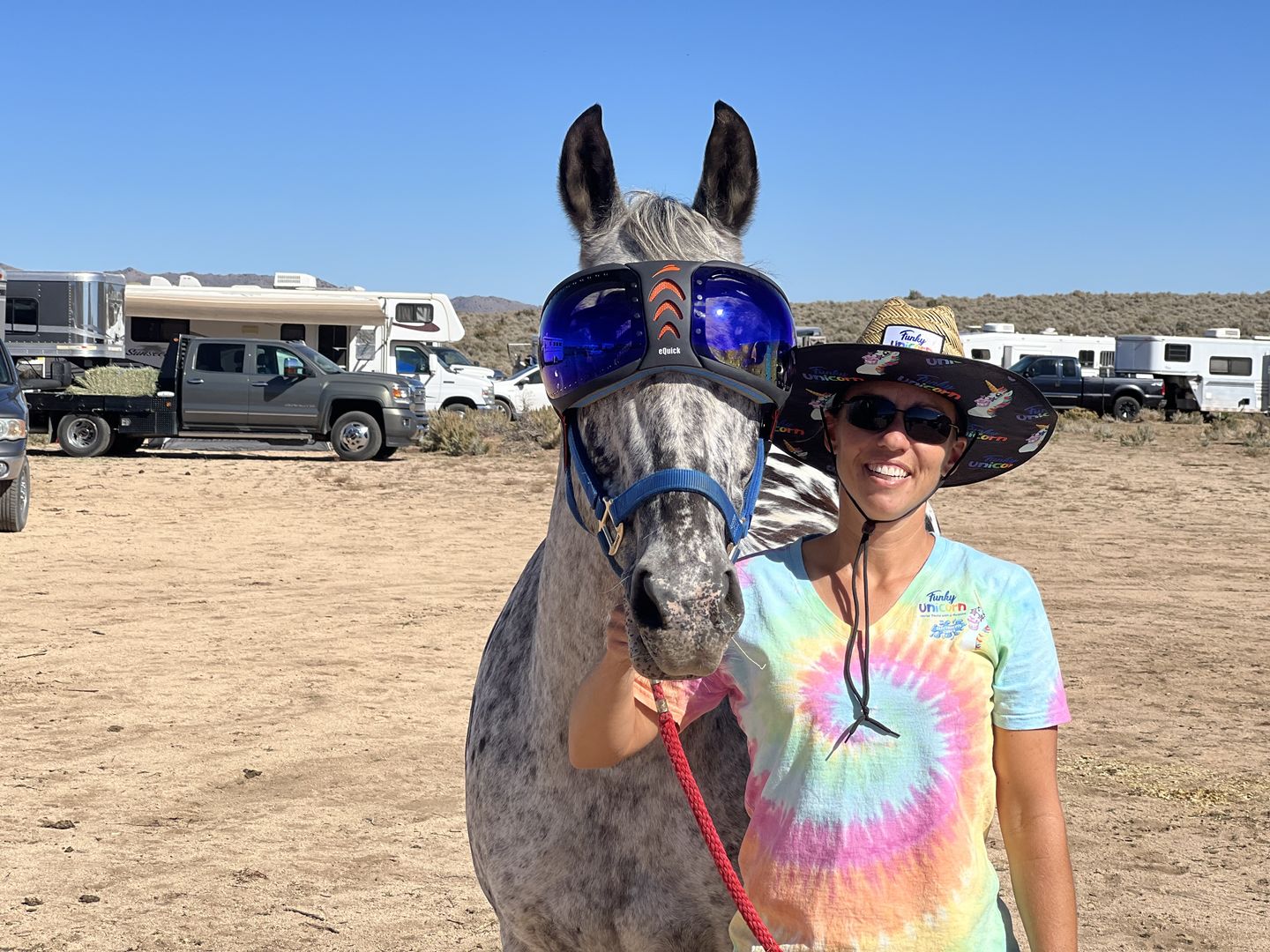 Customer photo review of eVysor - UV Horse Riding Goggles!