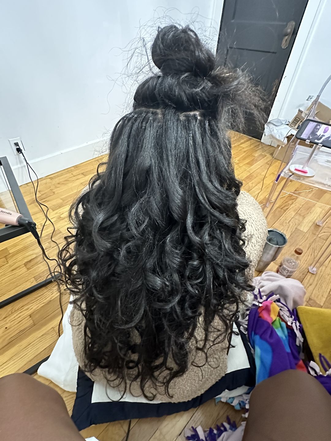 Customer photo review of Natural Color Water Wave Micro Loop/I Tip Microlinks Hair Extension